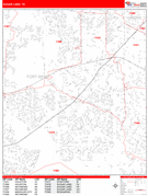 Sugar Land Digital Map Red Line Style